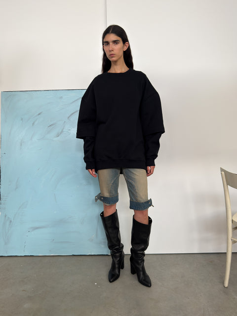 Double Layer Luna Hoodie Black